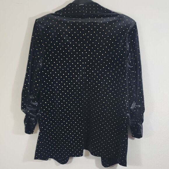Meg & Margot Black Velvet Blazer with Polka Dot Pattern Size M NWT - Picture 6 of 7